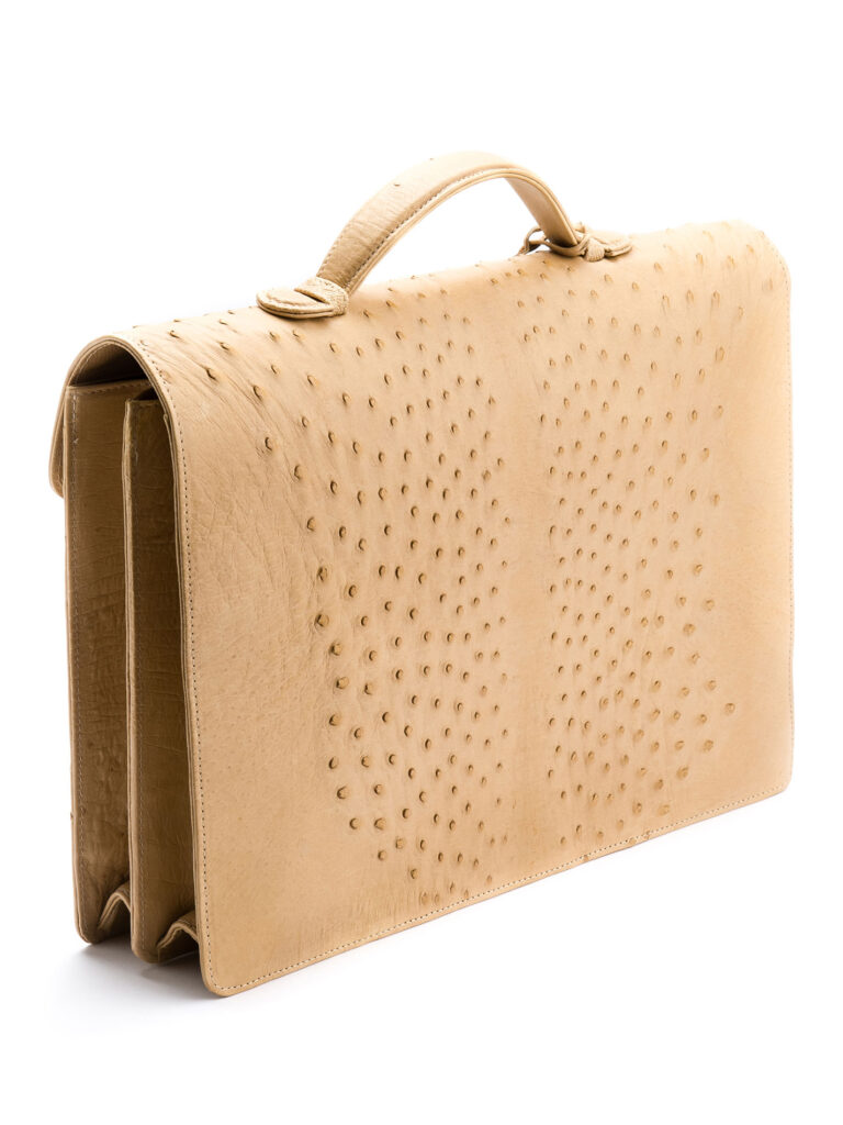 Sac Escada En Cuir D’autruche Véritable – Marron Nougat – Vintage, Très Bon état