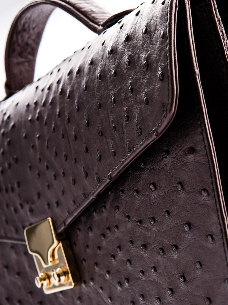 Sac Escada En Cuir D’autruche Véritable – Marron Nougat – Vintage, Très Bon état