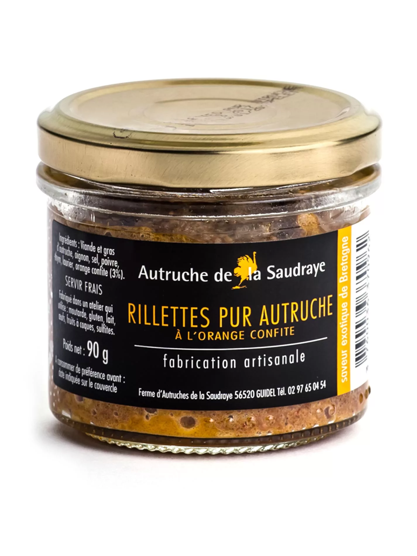 Rillettes pur autruche à l'orange confite - 90g